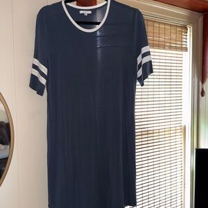 Zsupply T-Shirt Dress with White Stripes, dark aqua color